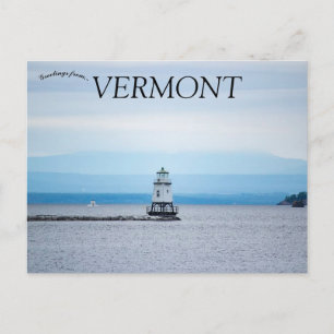 Cartão Postal Burlinton Breakwater North Lighthouse Vermont