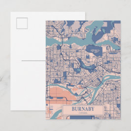 Cartão Postal Burnaby Canadá Mapa da Cidade Ventilada Viagem