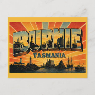 Cartão Postal Burnie Tasmânia Indústria Costeira Vintage