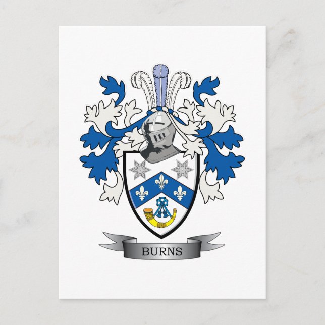 Cartão Postal Burns Family Crest Casaco de Braços (Frente)