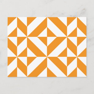 Cartão Postal Burnt Orange Geometric Deco Cube Pattern