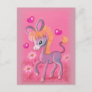 Cartão Postal Burrinho Baby Doce Com Corações