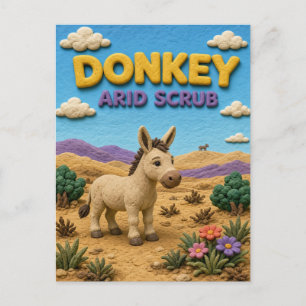 Cartão Postal Burro, Arte em Argila de Arbusto Árido