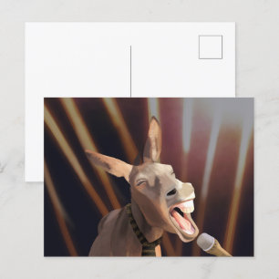 Cartão Postal Burro Cantando Engraçado