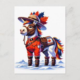 Cartão Postal Burro Engraçado com Tema do Canadá