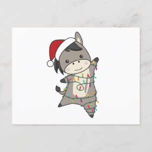 Cartão Postal Burros de Natal Animais de Inverno