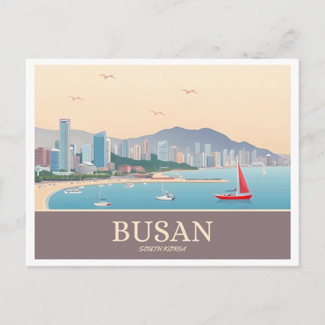 Cartão Postal Busan South Korea Pastel Viagem (Frente)