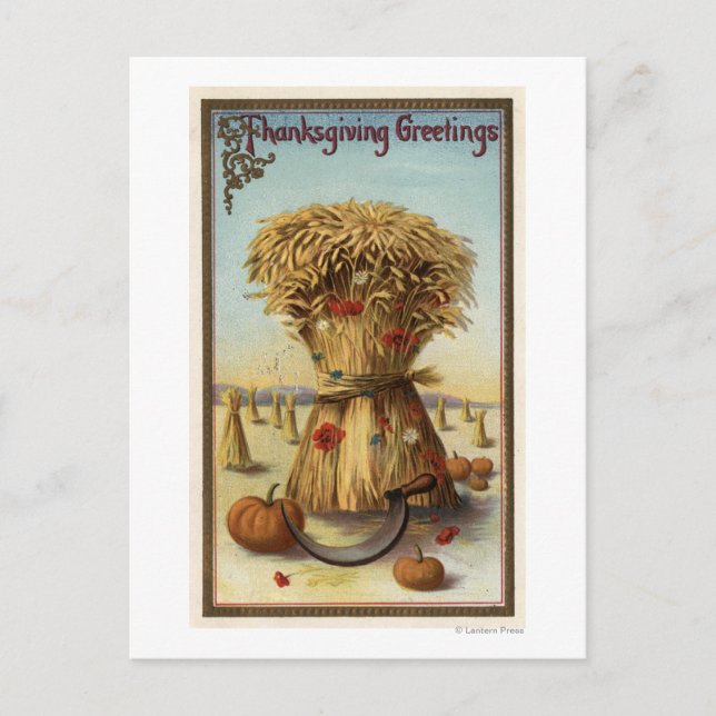 Cartão Postal Bushel de Hay e Scythe (Frente)