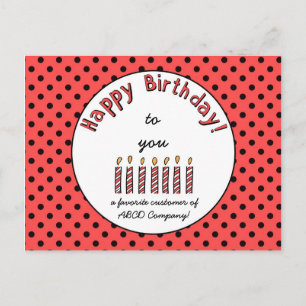 Cartão Postal Business Happy Birthday Coupon Orange-Red