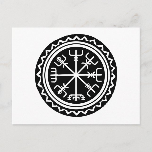 Cartão Postal Bússola Viking Vegvisir (Frente)