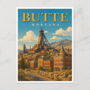 Cartão Postal Butte Montana Minas Headframes GeoSaga
