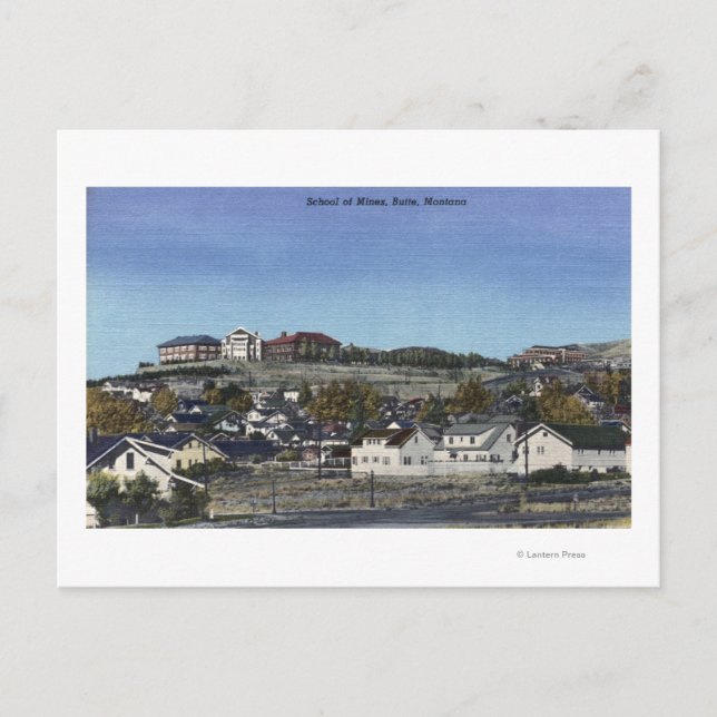 Cartão Postal Butte, Montana - Vista de Minas da Escola (Frente)