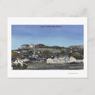 Cartão Postal Butte, Montana - Vista de Minas da Escola