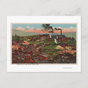 Cartão Postal Butte, MT - Vista de Fábricas e Casas na Colina