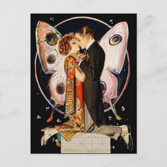 Cartão Postal “Butterfly Couple” by FX Leyendecker (Frente)