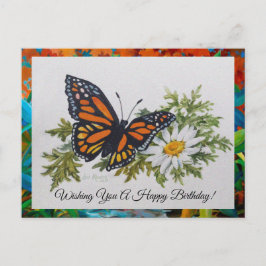Cartão Postal Butterfly 'n Daisy Postcard Saudação