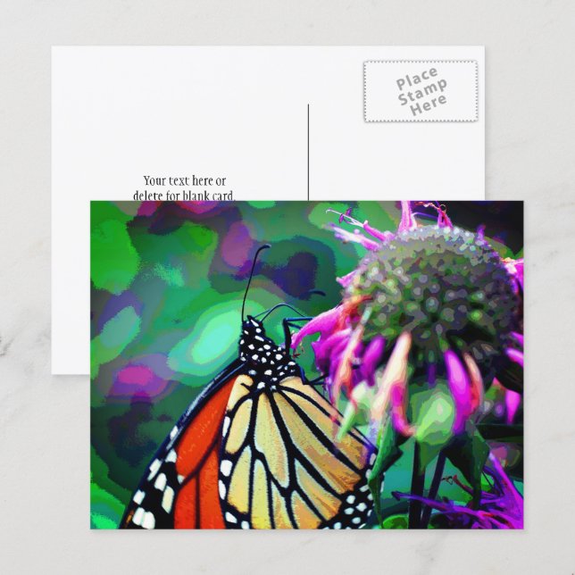 Cartão Postal Butterfly On Flower Nature Art Personalized (Frente/Verso)