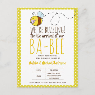 Cartão Postal BUZZZING para a CHEGADA DE Chá de fraldas DE ABEL