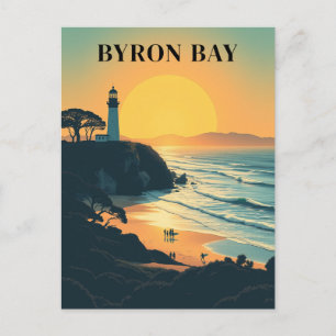 Cartão Postal Byron Bay Austrália Retro Viagem Farol