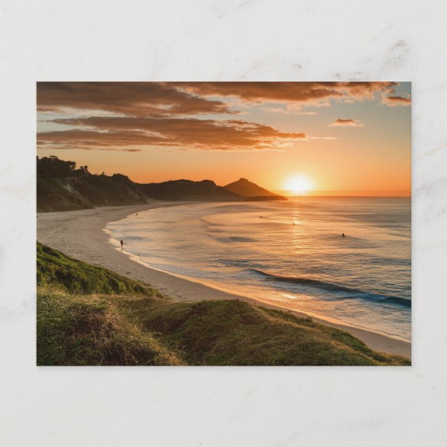 Cartão Postal Byron Bay Beach Ouro Hour Austrália (Frente)