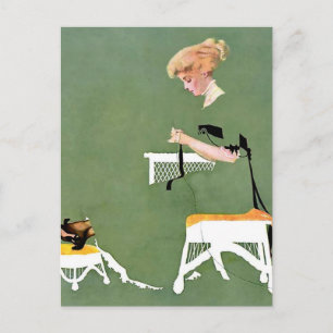 Cartão Postal C Coles Phillips “Laços Caseiros” Garota Fadeaway