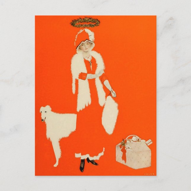 Cartão Postal C Coles Phillips “Santa do Presente” Garota Desvan (Frente)