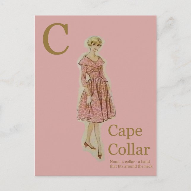 Cartão Postal C é para Cape collar Alfabeto da Moda (Frente)