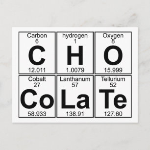 Cartão Postal C-H-O-Co-La-Te (chocolate) - Cheio