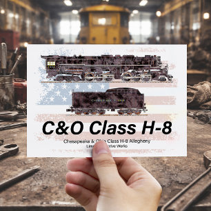 Cartão Postal C&O Classe H-8 Locomotiva Allegheny - bandeira ame