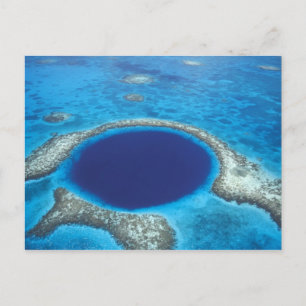 Cartão Postal CA, Belize. Vista aérea do buraco azul (diâmetro