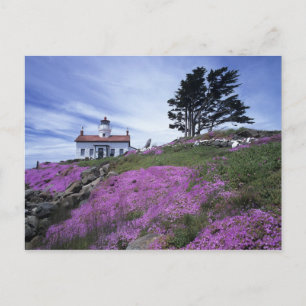Cartão Postal CA, Crescent City, farol de Battery Point com