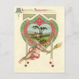 Cartão Postal Cabana da Tocha do Coração de Cupido Rosa