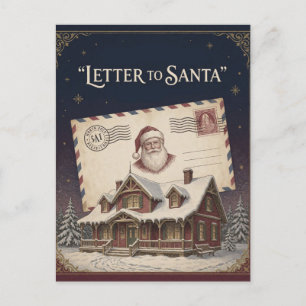 Cartão Postal Cabana de Natal de Carta do Papai Noel Nostálgico