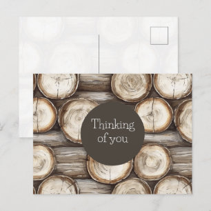 Cartão Postal Cabana de Troncos de Madeira Pensando em você