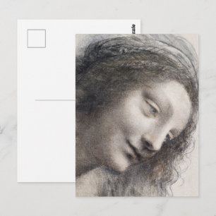 Cartão Postal Cabeça da Virgem Esboço Arte Leonardo da Vinci