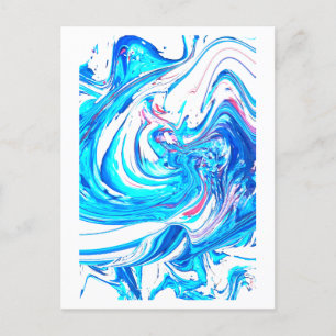 Cartão Postal Cabeça de Abstrato de pintura em acrílico azul