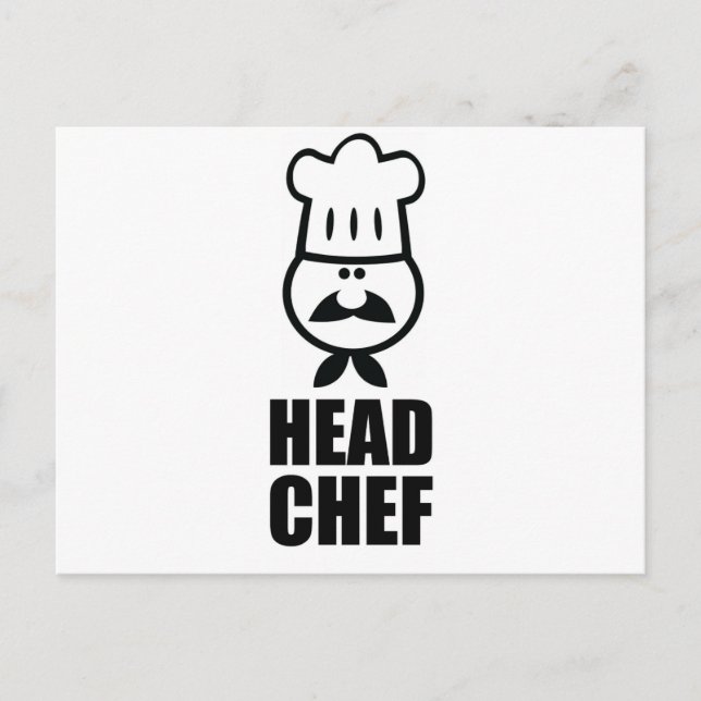 Cartão Postal Cabeça de chef rosto e design preto (Frente)