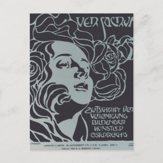 Cartão Postal Cabeça de Koloman Moser-Girl. Sacro cobrir design 