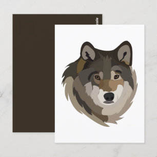 Cartão Postal Cabeça de Lobo Animal Cinza Lobo Selvagem