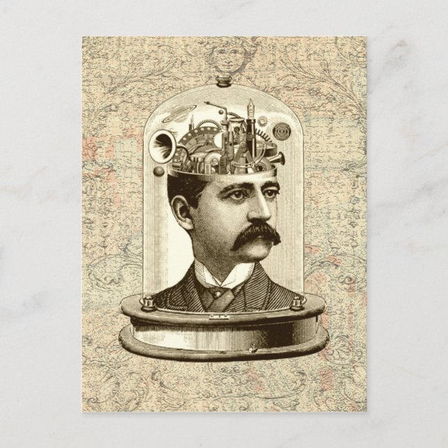 Cartão Postal Cabeça de relógio de vapor no vidro (Frente)