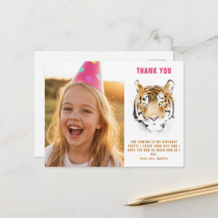 Cartão Postal Cabeça de Tigre Aquarela Foto de Aniversário Obrig