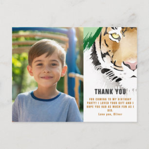 Cartão Postal Cabeça de Tigre Aquarela Foto de Aniversário Obrig