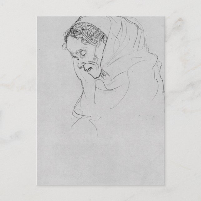 Cartão Postal Cabeça de uma mulher idosa em perfil por Gustav Kl (Frente)