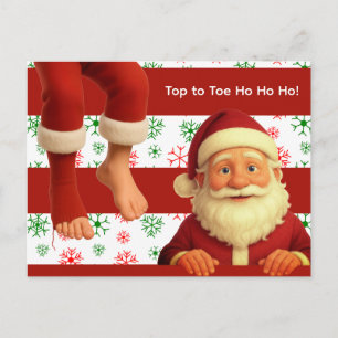 Cartão Postal Cabeça e Pernas de Papai Noel Diversão no Polo Nor