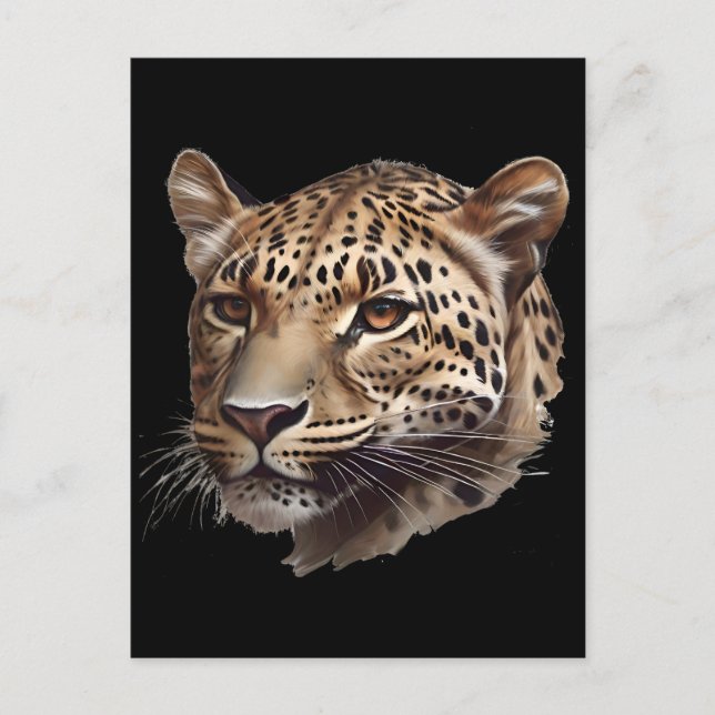 Cartão Postal Cabeça-Leopardo Africana (Frente)
