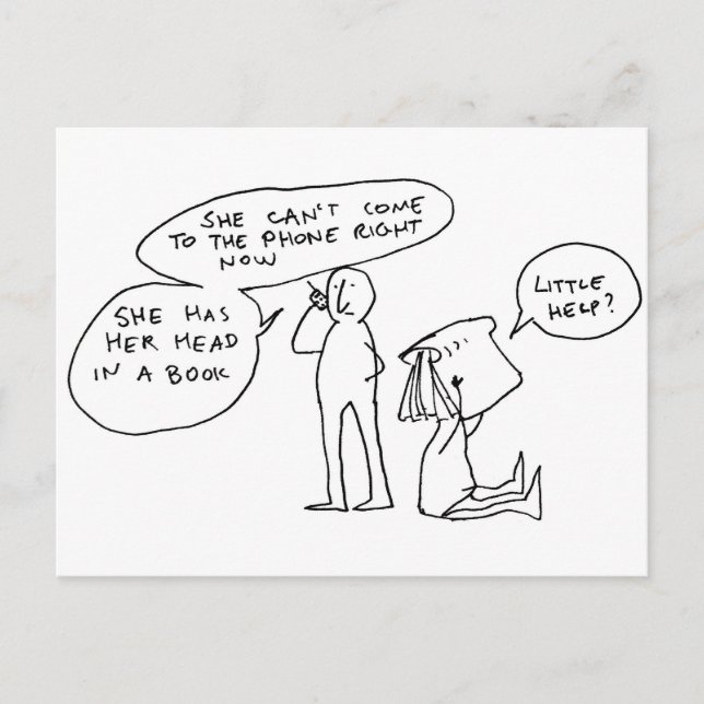 Cartão Postal Cabeça num Livro (Frente)