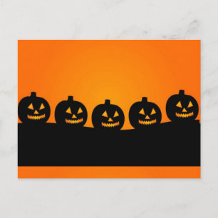 Cartão Postal Cabeças de Abóbora Feliz Halloween