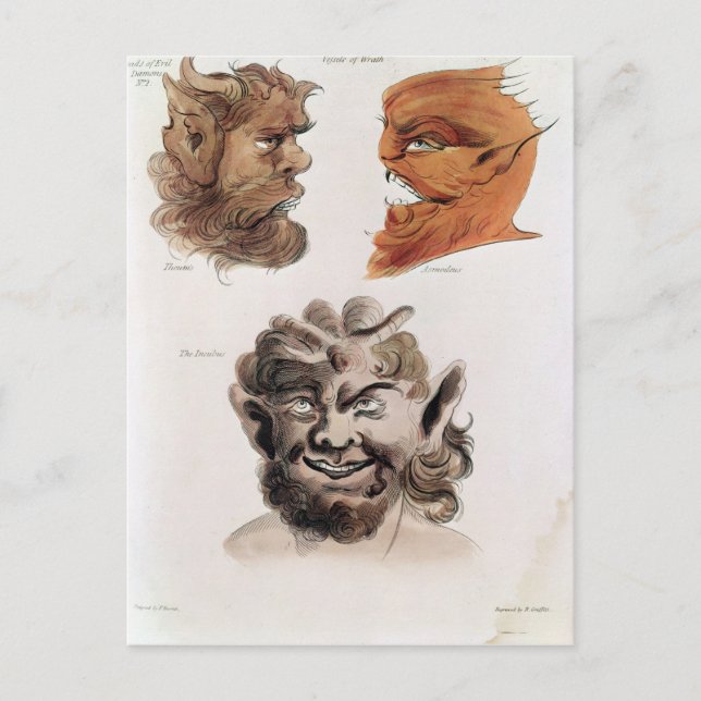 Cartão Postal Cabeças de Demônios Mau (Frente)