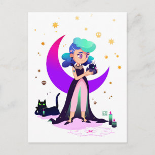 Cartão Postal Cabelo Azul e Pato Gótico