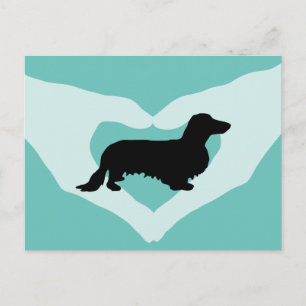 Cartão Postal Cabelo Longo Dachshund - Silhouette 1
